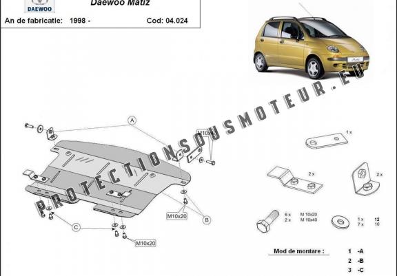 Cache sous moteur et de la boîte de vitesse Daewoo Matiz