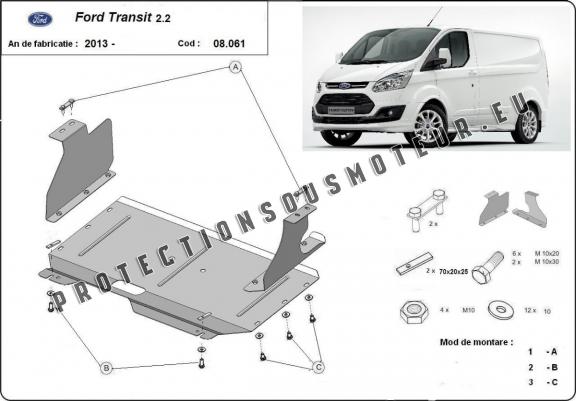 Cache sous moteur et de la boîte de vitesse Ford Transit Custom