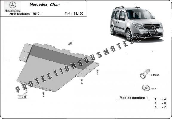 Cache sous moteur et de la boîte de vitesse Mercedes Citan W415