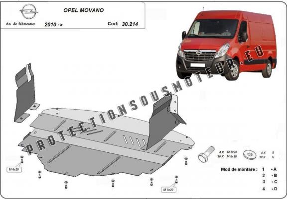 Cache sous moteur et de la boîte de vitesse Opel Movano B 