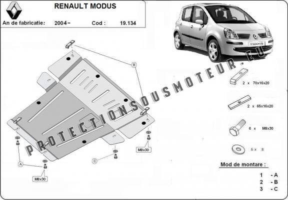 Cache sous moteur et de la boîte de vitesse Renault Modus