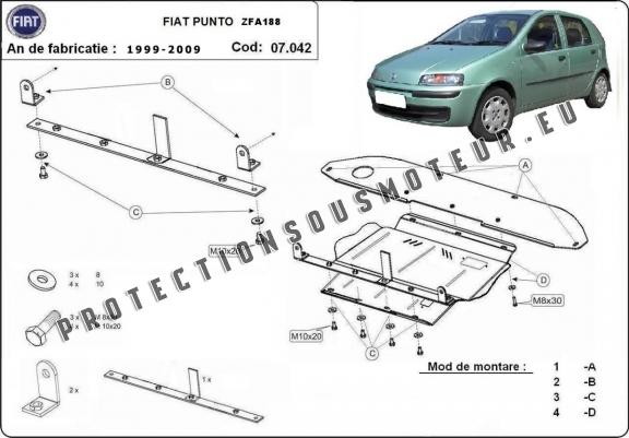 Cache sous moteur et de la boîte de vitesse Fiat Punto