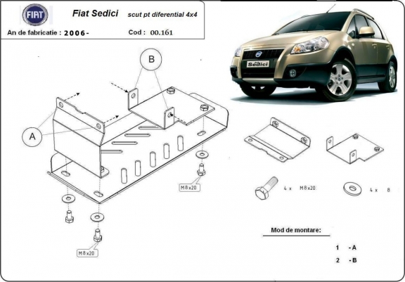 Cache de protection du différentiel Fiat Sedici