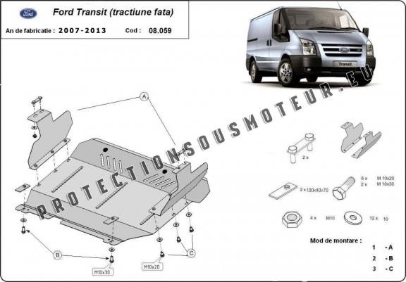 Cache sous moteur et de la boîte de vitesse Ford Transit - Traction 