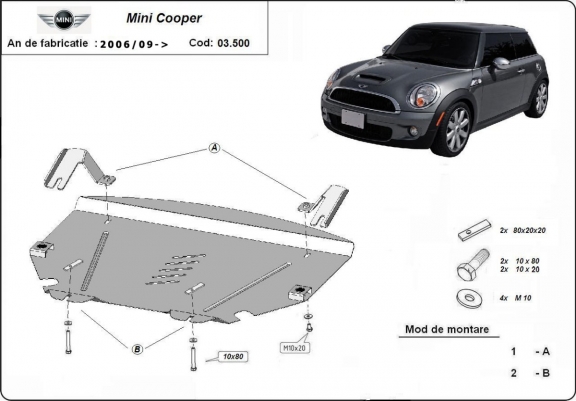 Cache sous moteur et de la boîte de vitesse Mini Cooper R56