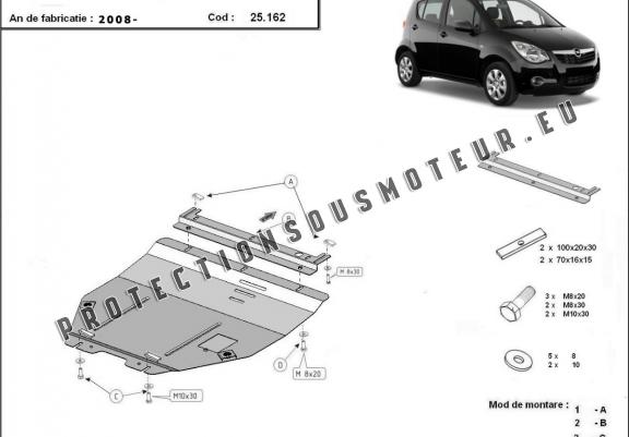 Cache sous moteur et de la boîte de vitesse Opel Agila (H08)