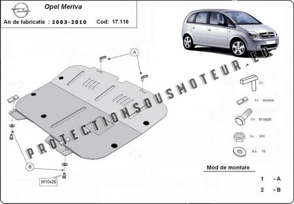 Cache sous moteur et de la boîte de vitesse Opel Meriva A 