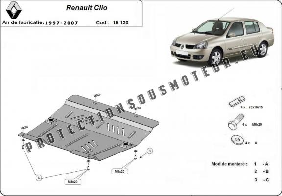 Cache sous moteur et de la boîte de vitesse Renault Clio 2
