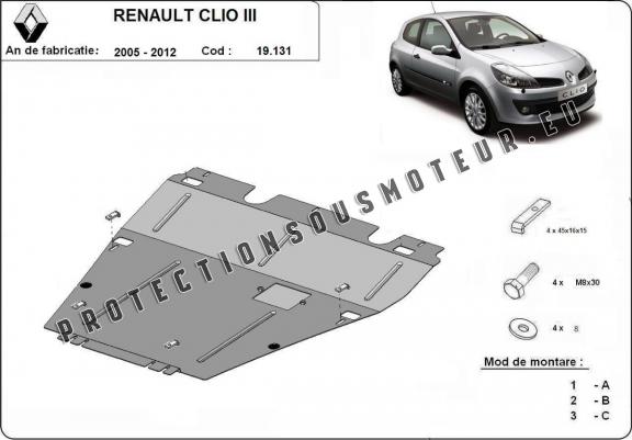 Cache sous moteur et de la boîte de vitesse Renault Clio 3