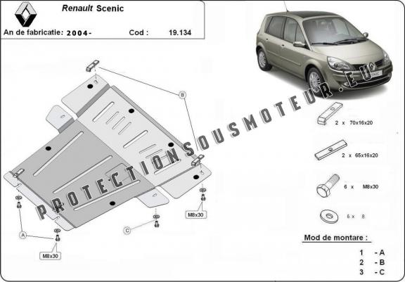 Cache sous moteur et de la boîte de vitesse Renault Scenic