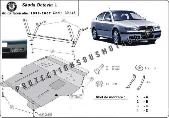 Cache sous moteur et de la boîte de vitesse Skoda Octavia 1