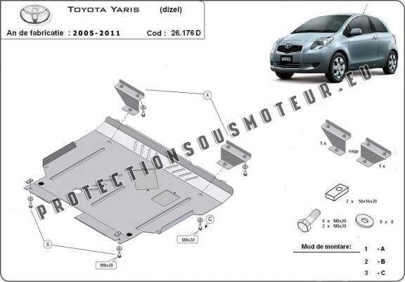Cache sous moteur et de la boîte de vitesse Toyota Yaris Diesel