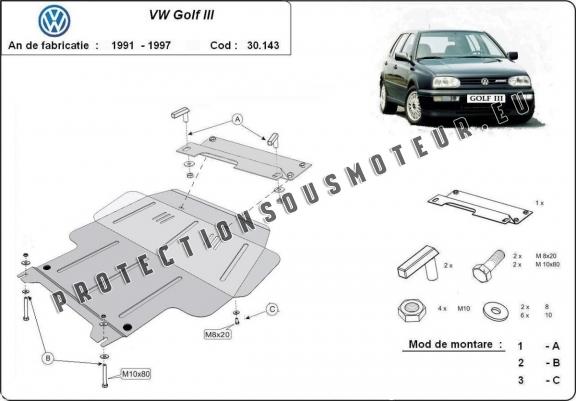 Cache sous moteur et de la boîte de vitesse VW Golf 3