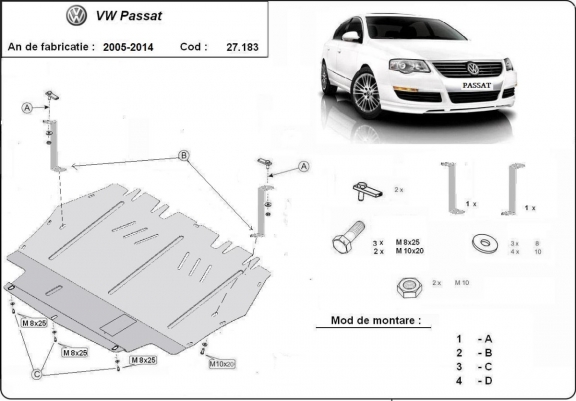 Cache sous moteur et de la boîte de vitesse VW Passat B6