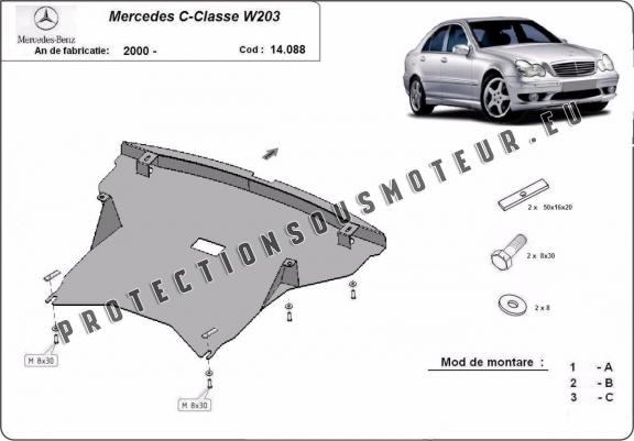 Cache sous moteur et de la radiateur Mercedes C-classe W203