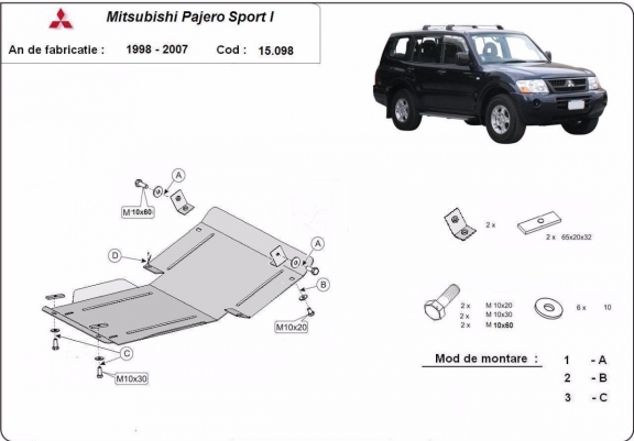 Cache sous moteur et de la radiateur Mitsubishi Pajero Sport 1