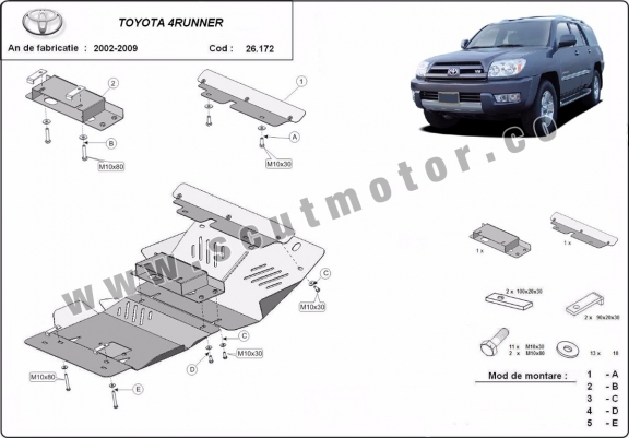 Cache sous moteur et de la radiateur Toyota 4Runner