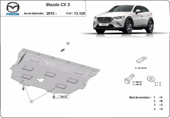 Cache sous moteur et de la boîte de vitesse Mazda CX3