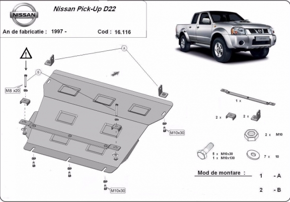 Cache sous moteur et de la radiateur Nissan Pick Up