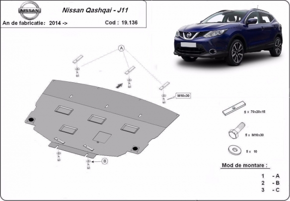 Cache sous moteur et de la boîte de vitesse Nissan Qashqai J11