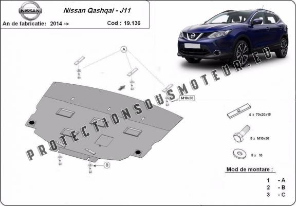 Cache sous moteur et de la boîte de vitesse Nissan Qashqai J11
