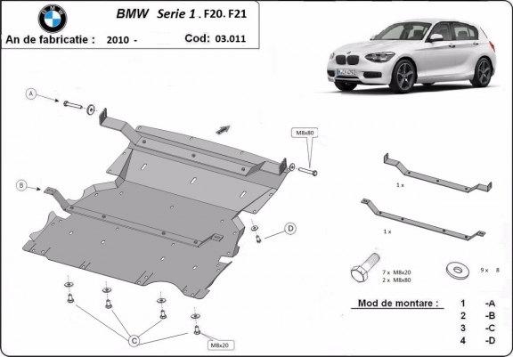 Cache sous moteur et de la radiateur BMW Seria 1  F20/F21