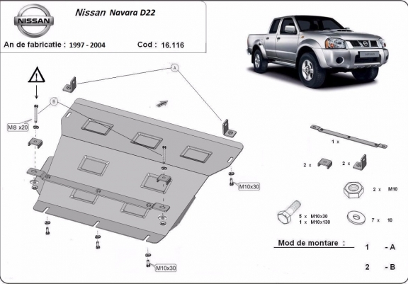Cache sous moteur et de la radiateur Nissan Navara D22