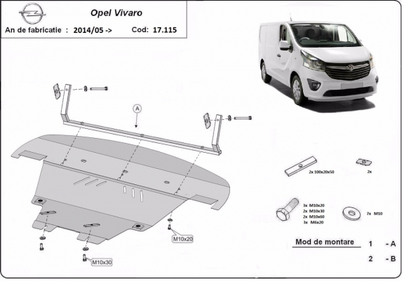 Cache sous moteur et de la boîte de vitesse Opel Vivaro B 