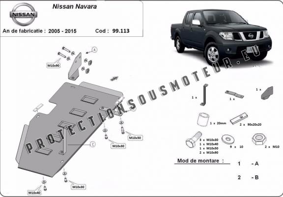 Cache de protection de réservoir Nissan Navara D40