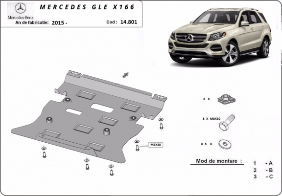 Cache sous moteur et de la boîte de vitesse Mercedes GLE X166