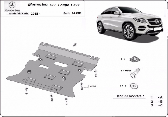 Cache sous moteur et de la boîte de vitesse Mercedes GLE Coupe C292
