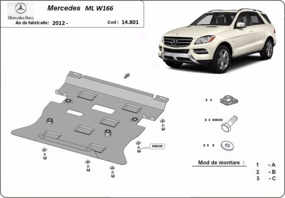Cache sous moteur et de la boîte de vitesse Mercedes ML W166