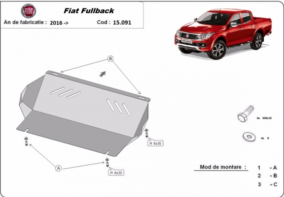 Cache de protection de radiateur Fiat Fullback