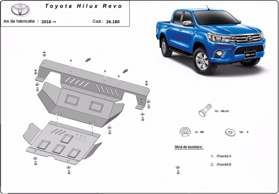 Cache sous moteur et de la radiateur Toyota Hilux Revo