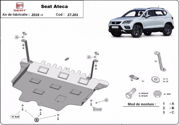 Cache sous moteur et de la boîte de vitesse Seat Ateca