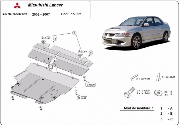 Cache sous moteur et de la boîte de vitesse Mitsubishi Lancer