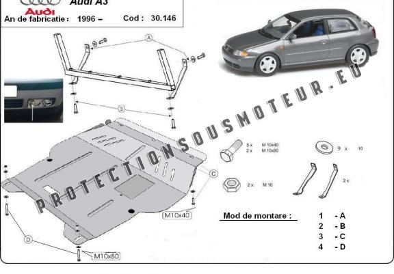 Cache sous moteur et de la boîte de vitesse Audi A3