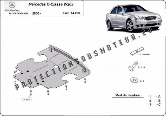 Cache sous moteur et de la radiateur Mercedes C-Classe