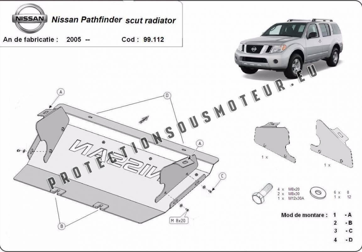 Cache de protection de radiateur Nissan Pathfinder