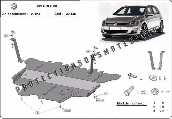 Cache sous moteur et de la boîte de vitesse VW Golf 7 - boîte de vitesses manuelle