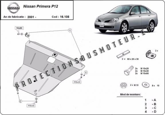 Cache sous moteur et de la boîte de vitesse Nissan Primera P12