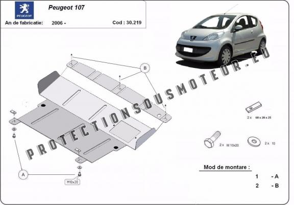 Cache sous moteur et de la boîte de vitesse Peugeot 107