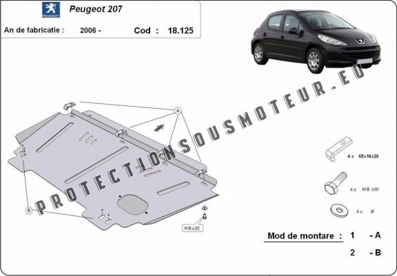 Cache sous moteur et de la boîte de vitesse Peugeot 207