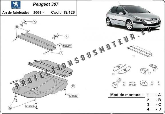 Cache sous moteur et de la boîte de vitesse Peugeot 307