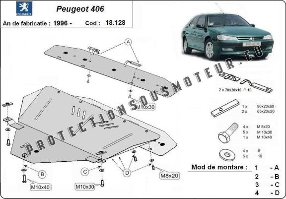 Cache sous moteur et de la boîte de vitesse Peugeot 406