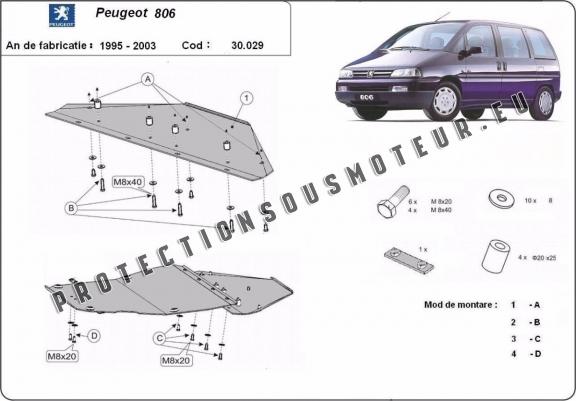 Cache sous moteur et de la boîte de vitesse Peugeot 806