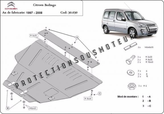 Cache sous moteur et de la boîte de vitesse Citroen Berlingo