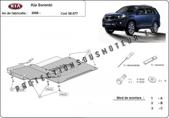 Cache de protection de la boîte de vitesse et de la différentiel Kia Sorento