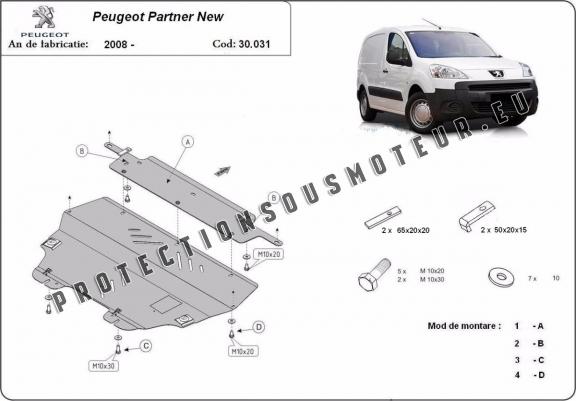 Cache sous moteur et de la boîte de vitesse Peugeot Partner