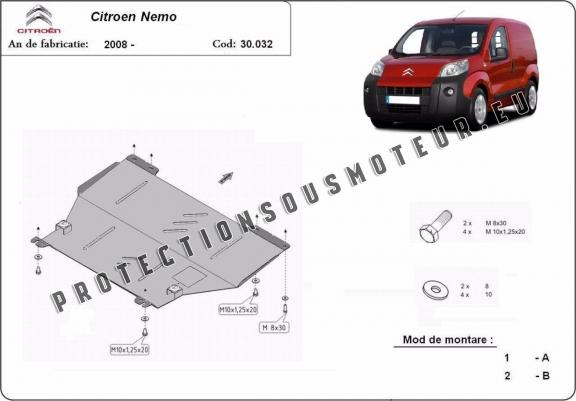 Cache sous moteur et de la boîte de vitesse Citroen Nemo